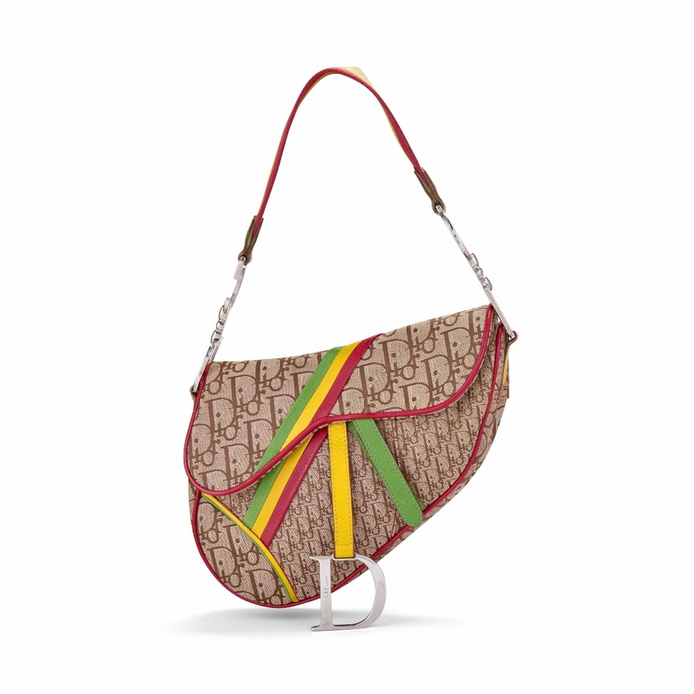 Dior 2004 Rasta Print Monogram Saddle Bag